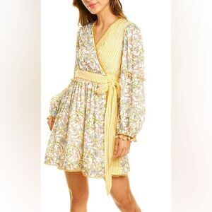 NWT Ash & Eden Women XS Floral Wrap Mini Dress Boho Cottage Fairy Chic $380